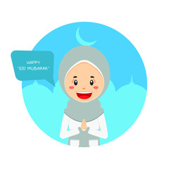 Eid Mubarak Greeting With Character