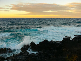Easter Island coastline. Easter Island coast, rocks, ocean.