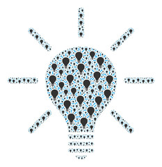 Recursive composition of light bulb. Flat vector light bulb abstraction is composed of randomized recursive light bulb icons.