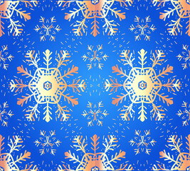 Seamless pattern with snowflakes for fabric or paper. Vector