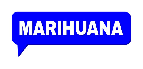 Conversation MARIHUANA Colored Cloud Frame. MARIHUANA text is located inside colored bubble with shadow. Vector quote text inside message frame.