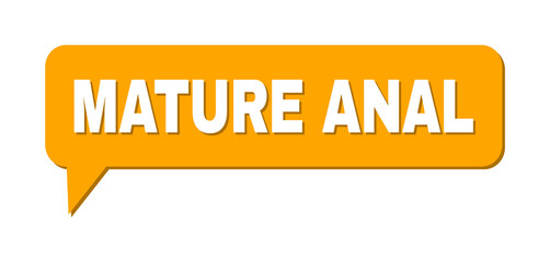 Chat MATURE ANAL Colored Cloud Frame. MATURE ANAL text is located inside colored speech balloon with shadow. Vector quote text inside chat frame.