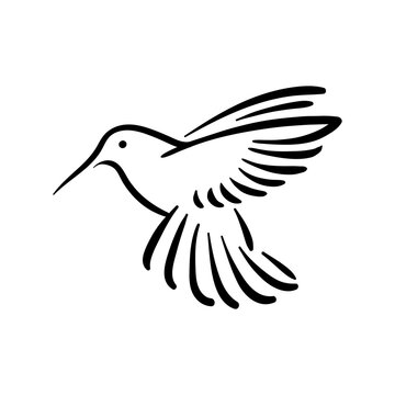 recommend clip art: Colibri hummingbird flying bird line style logo illustration