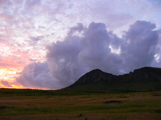 nature of Easter Island, landscape, vegetation and coast.