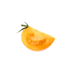 Fototapeta na wymiar Piece of delicious ripe yellow tomato isolated on white