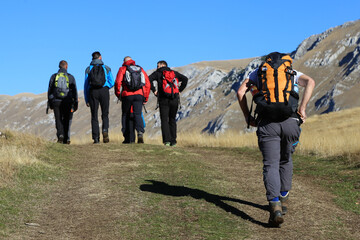 group of hikers in the mountains