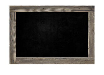 Blackboard with Bright wood frame isolated on white background. Object with clipping path. Blackboard with wooden frame. Ideal for advertisement background concept. 