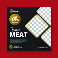 Special Meat Food Square Banner Template for Social Media Post and Advertisement