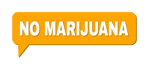 Speech NO MARIJUANA Colored Bubble Frame. NO MARIJUANA phrase is located inside colored bubble with shadow. Vector quote text inside chat frame.