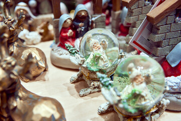 ball with santa among christmas souvenirs