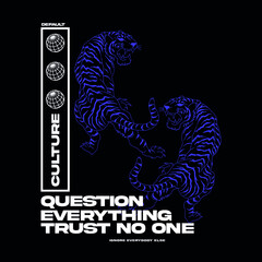 Tiger with slogan Vector design for t-shirt graphics, banner, fashion prints, slogan tees, stickers, cards,flyer, posters and other creative uses