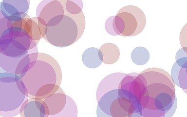 Multicolored translucent circles on a white background. Pink tones. 3D illustration