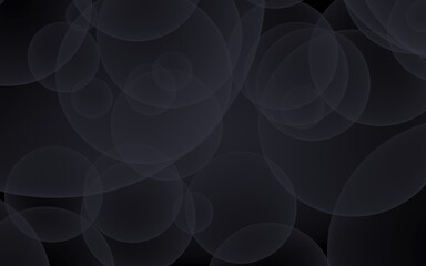 Abstract black background. Backdrop with dark transparent bubbles. 3D illustration