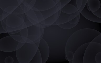 Abstract black background. Backdrop with dark transparent bubbles. 3D illustration