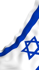 The flag of Israel. State symbol of the State of Israel. A blue Star of David between two horizontal blue stripes on a white field. 3d illustration