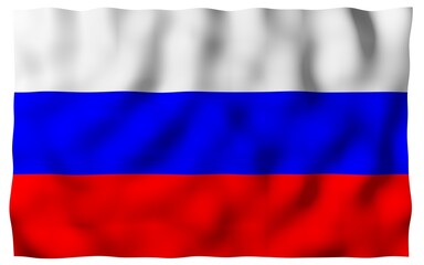Waving flag of the Russian Federation. The National. State symbol of the Russia. 3D illustration