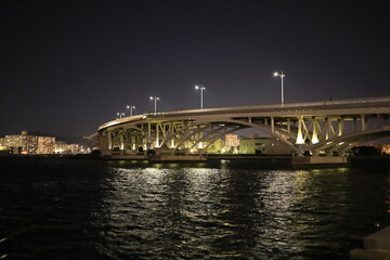 Fototapeta na wymiar 広島宇品橋周辺、宇品橋の構造。