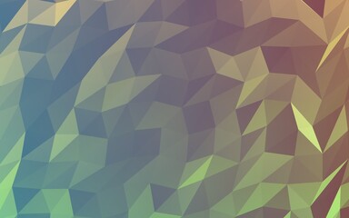 Abstract triangle geometrical green orange background. Geometric origami style with gradient. 3D illustration