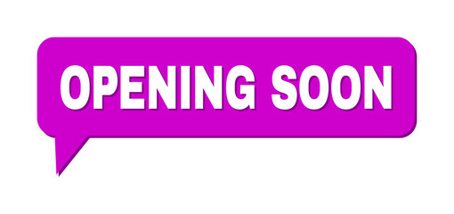 Chat OPENING SOON Colored Cloud Frame. OPENING SOON caption is located inside colored cloud with shadow. Vector quote title inside message frame.