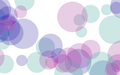 Multicolored translucent circles on a white background. Pink tones. 3D illustration