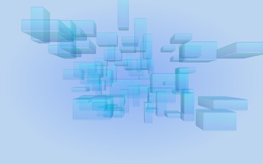 Obraz premium Blue and purple abstract digital and technology background. The pattern with repeating rectangles. 3D illustration