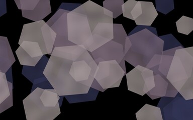 Gray translucent hexagons on dark background. Green tones. 3D illustration