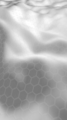 White honeycomb with a gradient color on a light background. Perspective view on polygon look like honeycomb. Wavy surface. Isometric geometry. 3D illustration