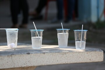 glass of water on the table