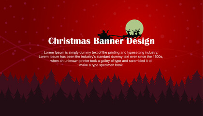 a forest view filled with Christmas trees with a red sky. for website banner design.