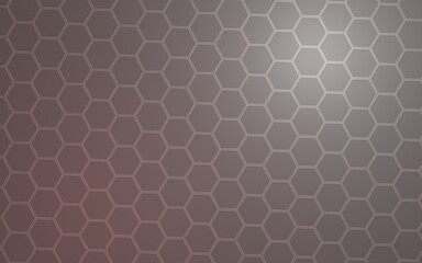 Obraz premium Honeycomb with color lighting, on a gray background. Perspective view on polygon look like honeycomb. Isometric geometry. 3D illustration
