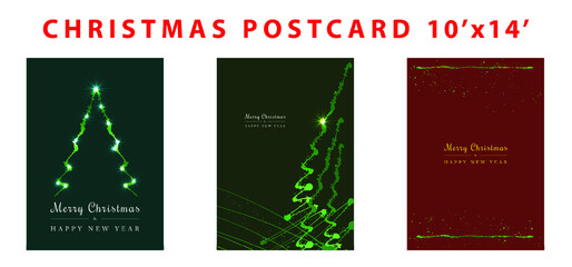 Set of Christmas postcards, christmas vector card, cursive free white font