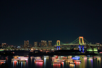 Naklejka premium お台場 レインボーブリッジの夜景