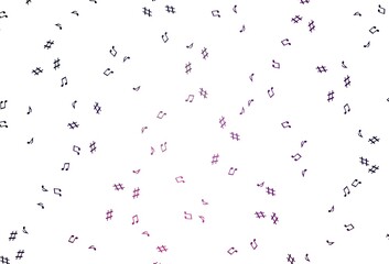 Obraz premium Light Purple, Pink vector texture with musical notes.
