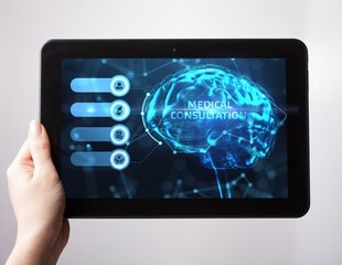 Modern technology in healthcare, medical diagnosis. Medical Consultation Online.