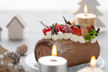 クリスマスケーキ　ブッシュドノエル