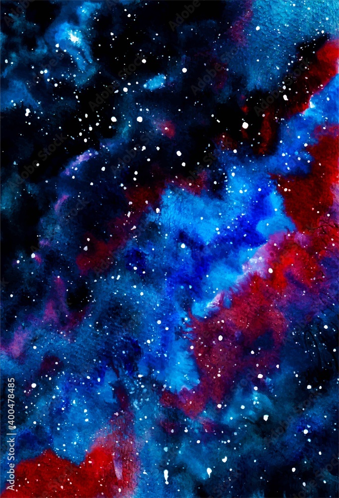 Wall mural abstract red nebula in deep space background with stars