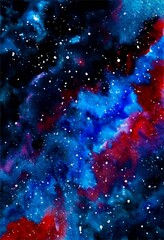 abstract Red nebula in deep space background with stars