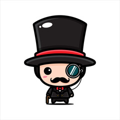 Vector design of cute male character wearing monocle