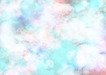 フワフワでキラキラな神秘的な天国のイメージイラスト