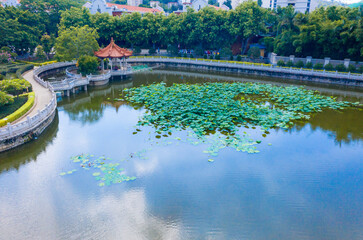 Fototapeta premium Aerial view of South Putuo Temple, Xiamen, China