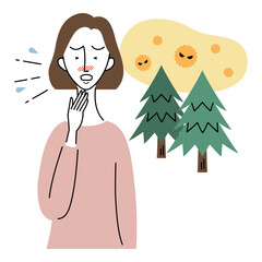 花粉症でくしゃみをする女性