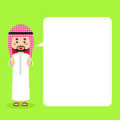 Arabic Character Making Thumb Up with Speech Bubbles
