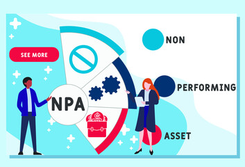 Vector website design template . NPA  - non performing asset acronym. business concept background. illustration for website banner, marketing materials, business presentation, online advertising. 