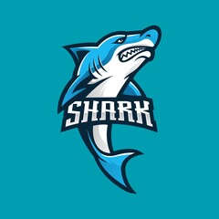 Shark esport mascot logo design vector with modern illustration concept style for badge, emblem and t-shirt printing. Angry shark illustration for sport team