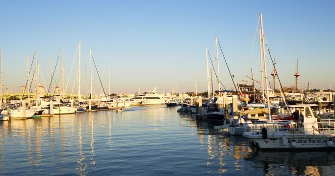 Motion video of the St Augustine municipal marina 4k