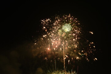 fireworks explosive on dark sky in night
