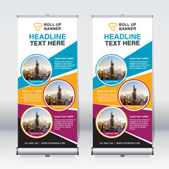 Roll up banner design template, abstract background, pull up design, x-banner, rectangle size.