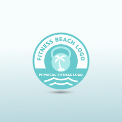 Coconut fitness vector logo design, sea waves icon, fitness logo design, dumbbell icon, Gym Logo Ideas and Fitness Logo Designs