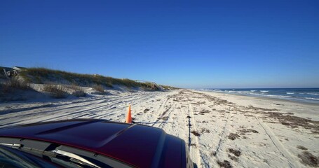 Truck driving on the beach sand 4k 60p