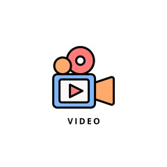 video icon vector illustration. video icon lineal color design.